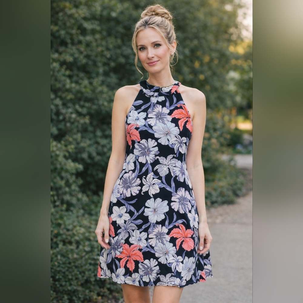Sugar+Lips Tropical Floral Print Dress